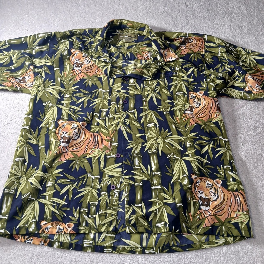 Men's North Peak Club Shirt Short Sleeve Med Polyester Tigers Bamboo Jungle